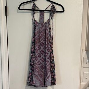 Free People Purple and Pink Patterned Jumpsuit